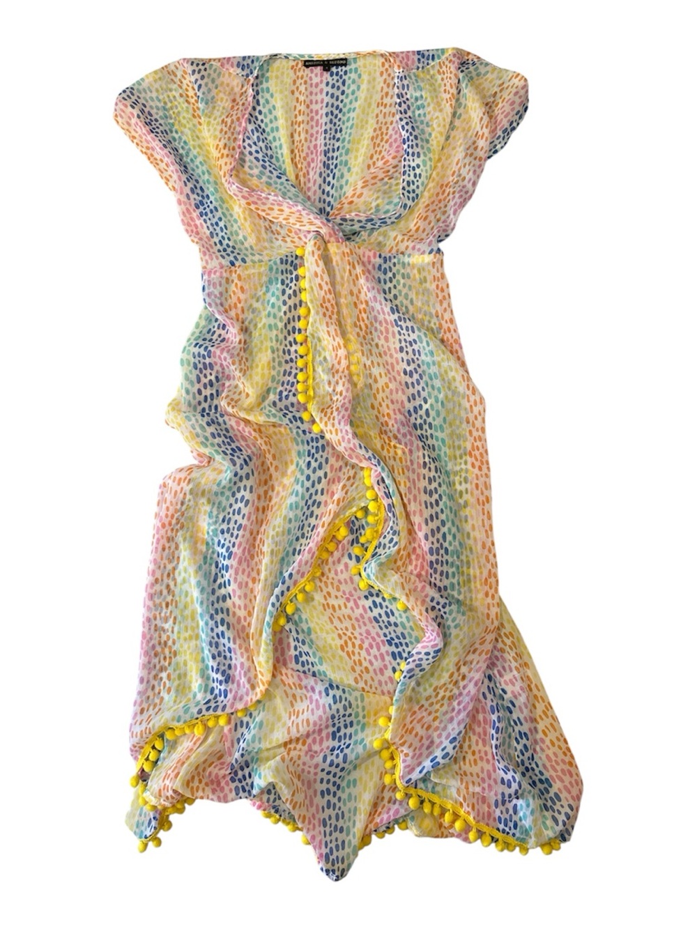 America & Beyond Rainbow Stripe/Cheetah Swim Cover-Up Maxi Sz S